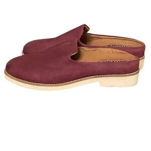 Soft Walk Suede Burgundy Slip-On Clogs Mules with extra cushion insert